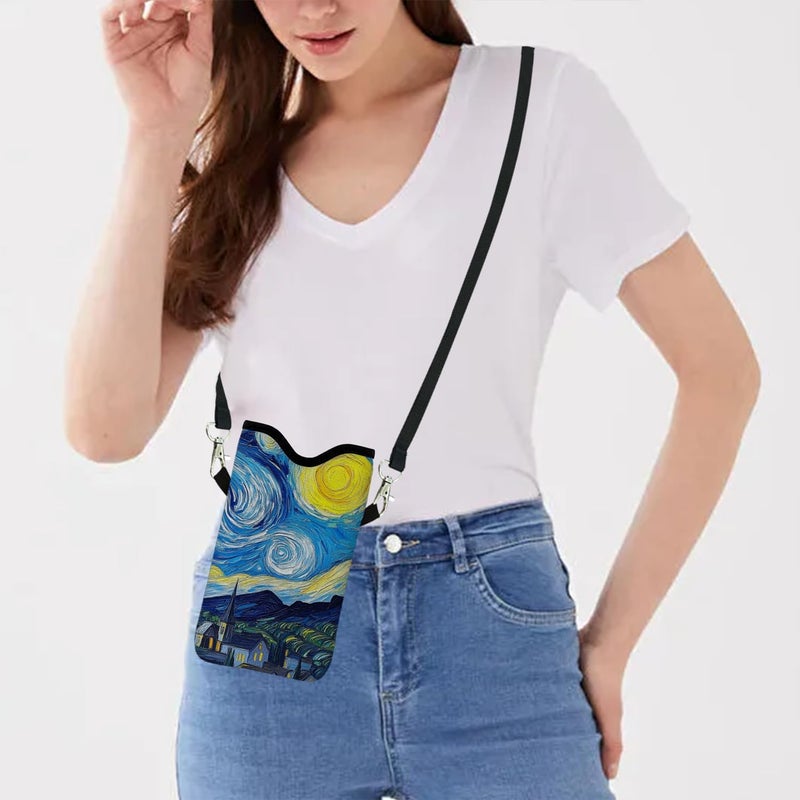 otilil Neoprene Cell Phone Sleeve Pouch Case Bag with Crossbody Strap Neck Lanyard for Women 7.1 X 3.9 in Sky - Image 5